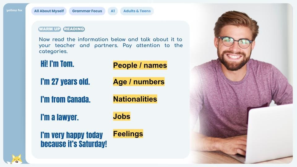 All About Myself (Verb to be) - Lesson A1 metodoyellowfox (1)