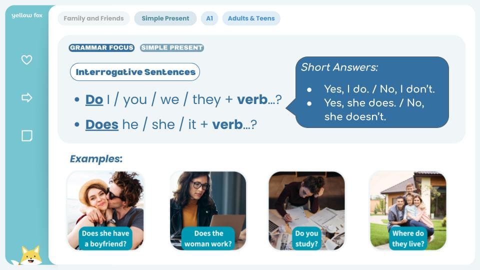 Family and Friends (Simple Present Review - A1) - NEW COLLECTION metodoyellowfox (2)