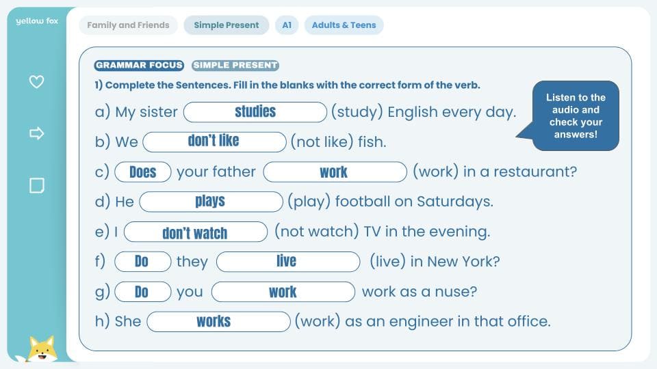 Family and Friends (Simple Present Review - A1) - NEW COLLECTION metodoyellowfox (4)